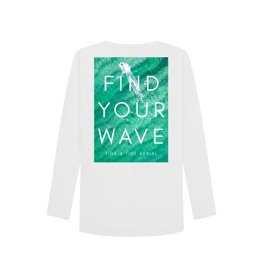 White Find Your Wave Womens Long Sleeve Tshirt