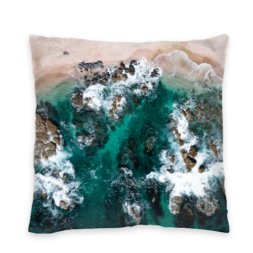 Te Arai III Organic Cotton Cushion Cover - Natural Back & Zip - 308 gsm